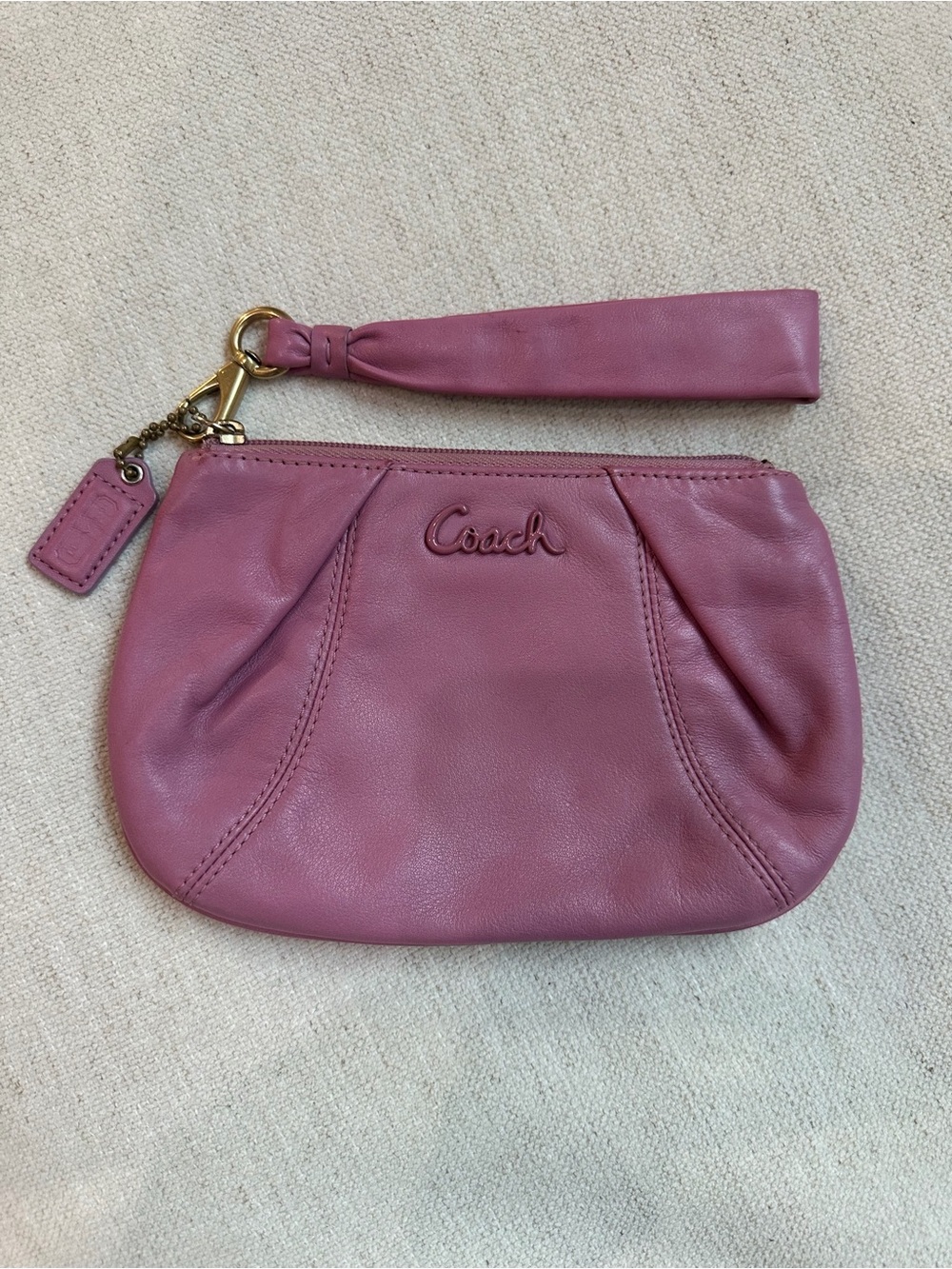 Authentic Coach ashley in Dusty Rose Leather Wristlet Clutch